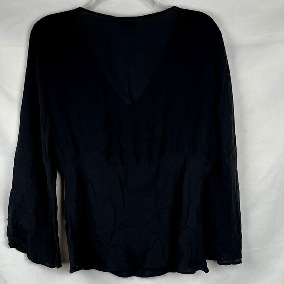 Allison Taylor Black V-neck 100% Silk Blouse XL - Picture 3 of 10